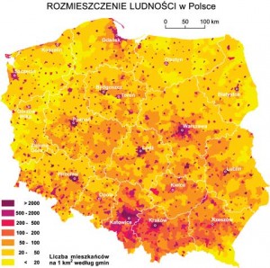 Polska rozmieszczenie ludności